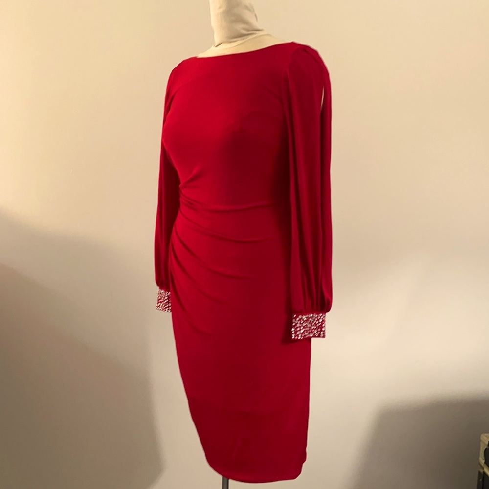 Red mid length red Jessica Howard formal dress